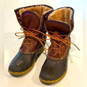 Men's LL Bean Boots, 10" Shearling-Lined Tumbled Leather (Size 10)
